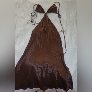 SILK BROWN TRIANGLE SUNDRESS